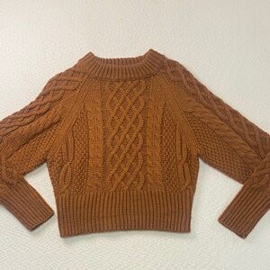 She + Sky Cable Knit Dark Rusty Orange in Color Sweater